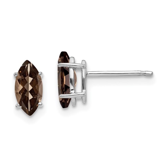 14k White Gold8x4mm Marquise Smoky Quartz Earring
